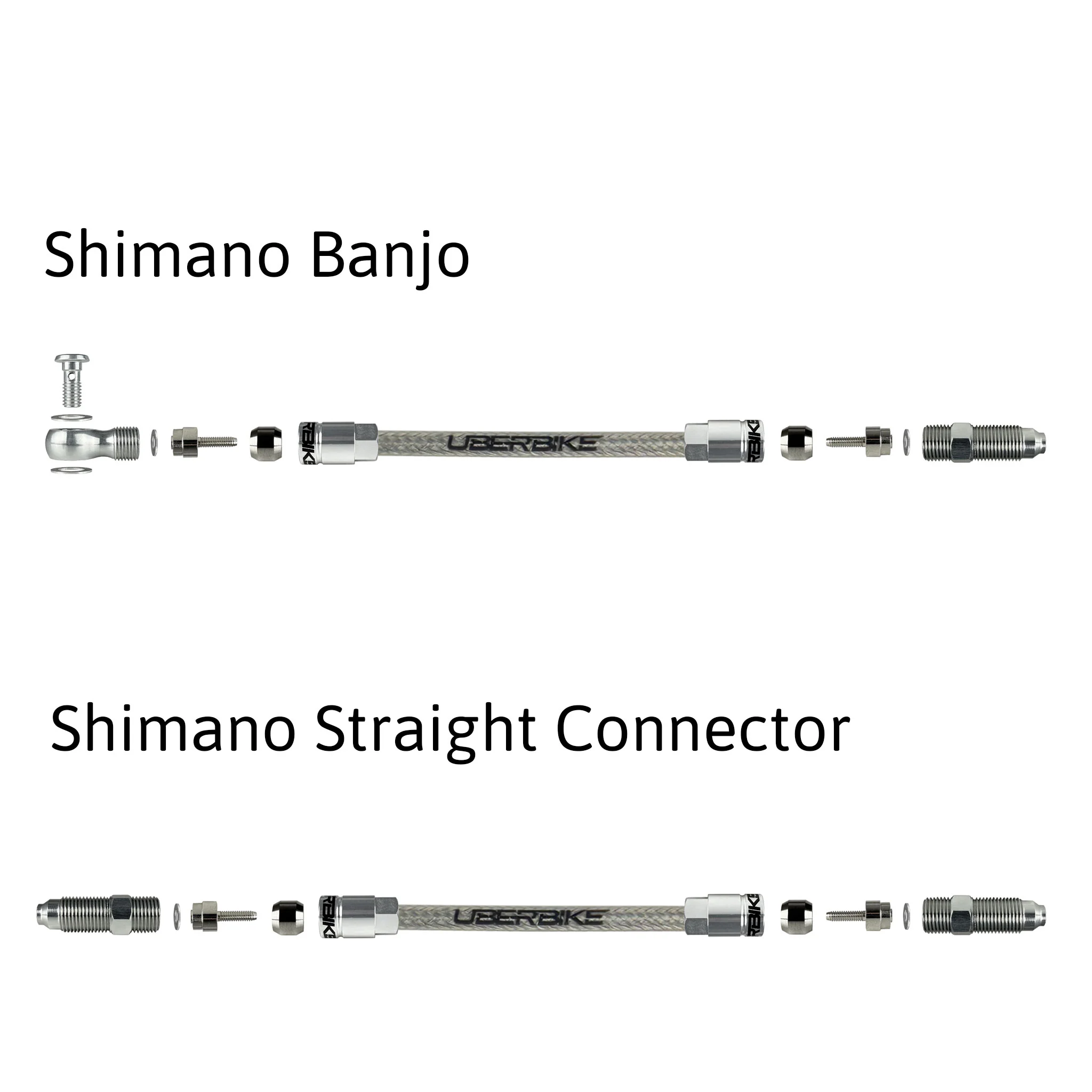 Shimano Compatible Hydraulic Stainless Braid Brake Hose Kit - Aluminium Fittings - Image 3
