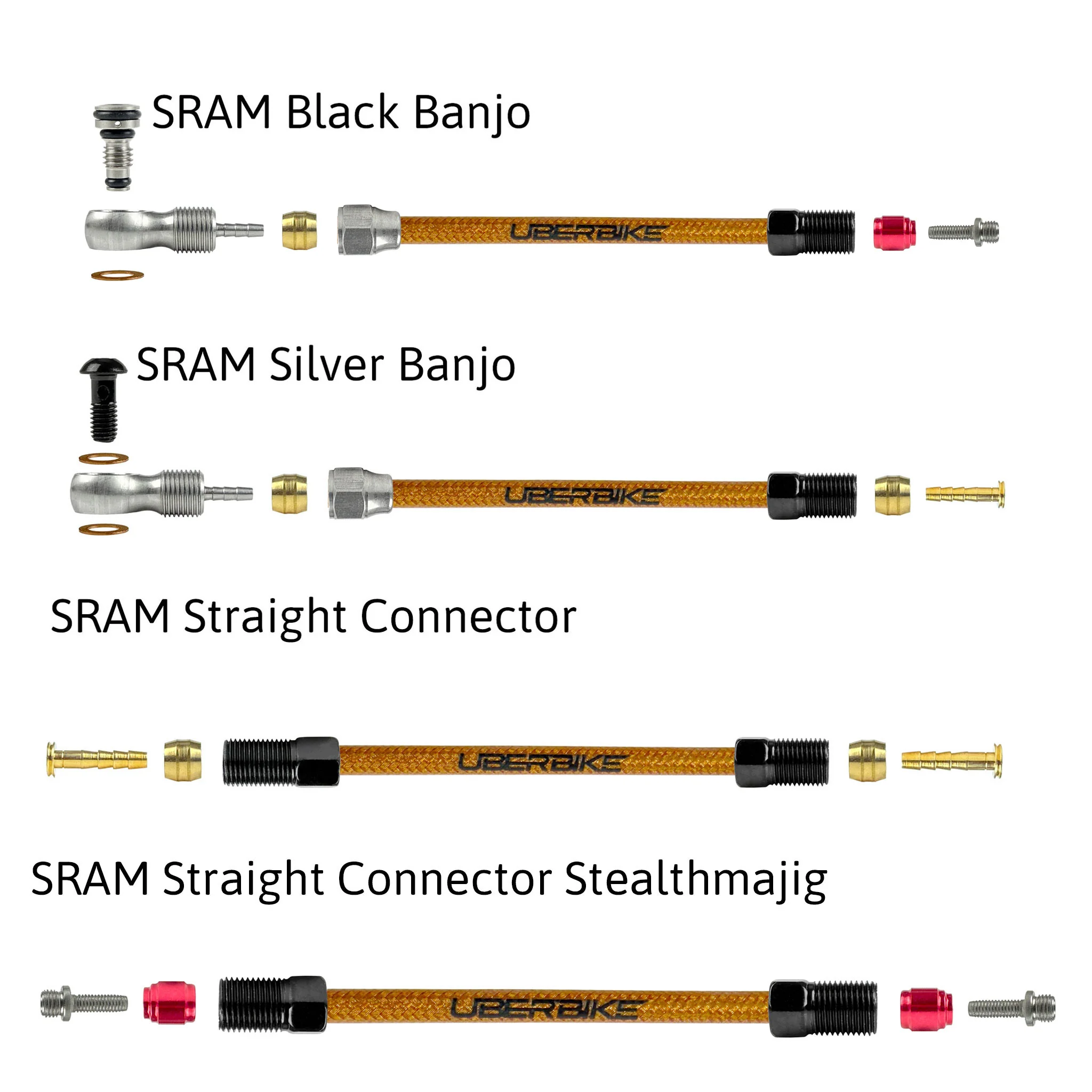 SRAM Compatible Hydraulic Brake Hose Kit Kevlar Braid - Image 6